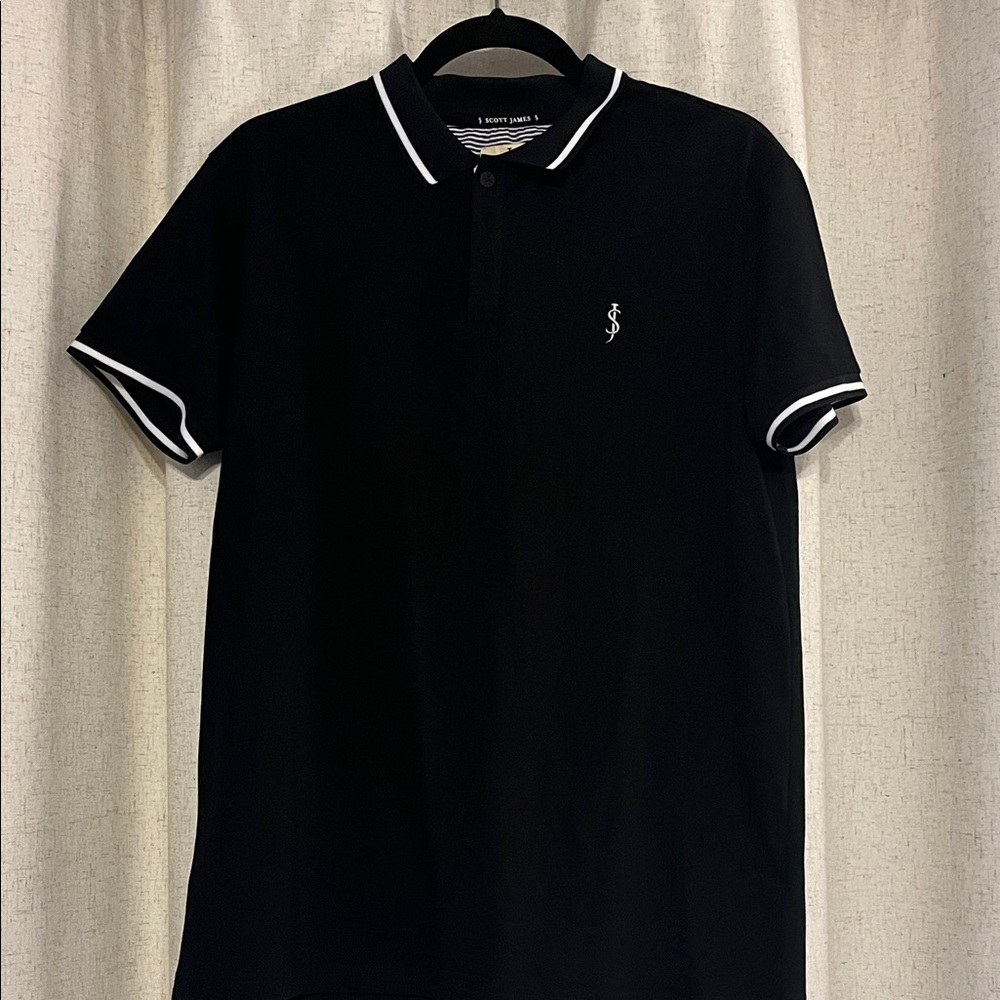 Scott James Men's Black Polo Shirt Size L England EST. 1984